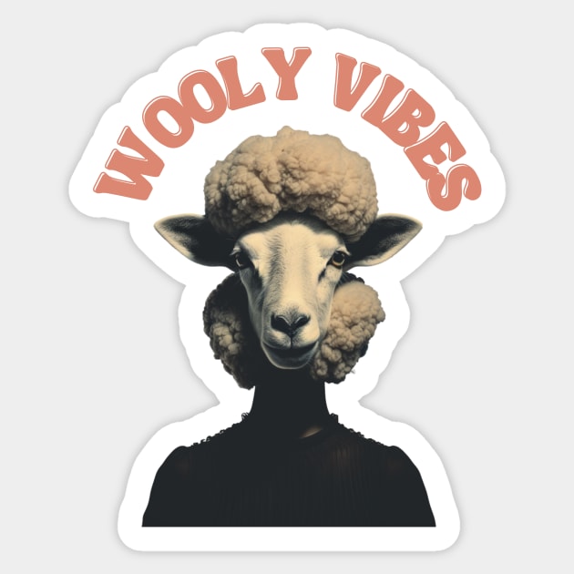 Wooly Vibes- Retro Sheep Girl Vintage Collage Sticker by The Whimsical Homestead